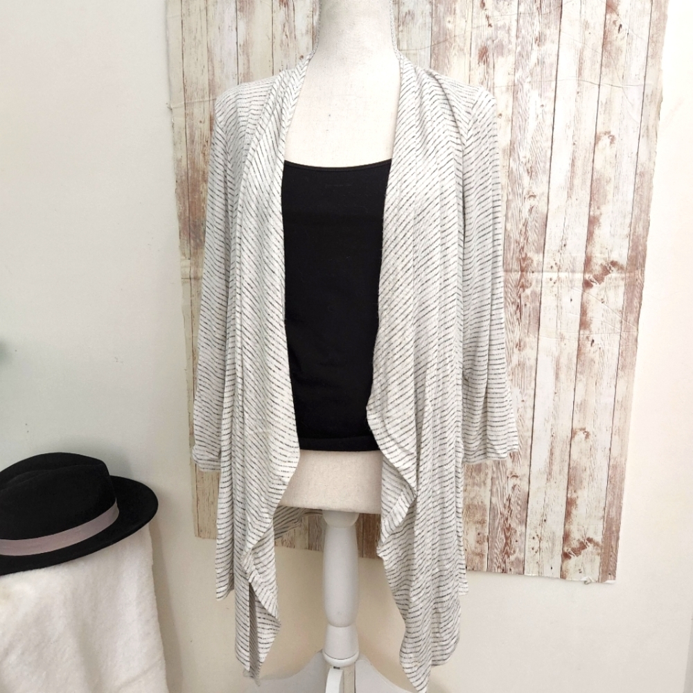 CUPIO OPEN TOP DUSTER COVERUP SHIRT SWEATER STRIPES SIZE XL L